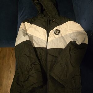 NFL Black, White & Silver Raider's Puffer Jacket